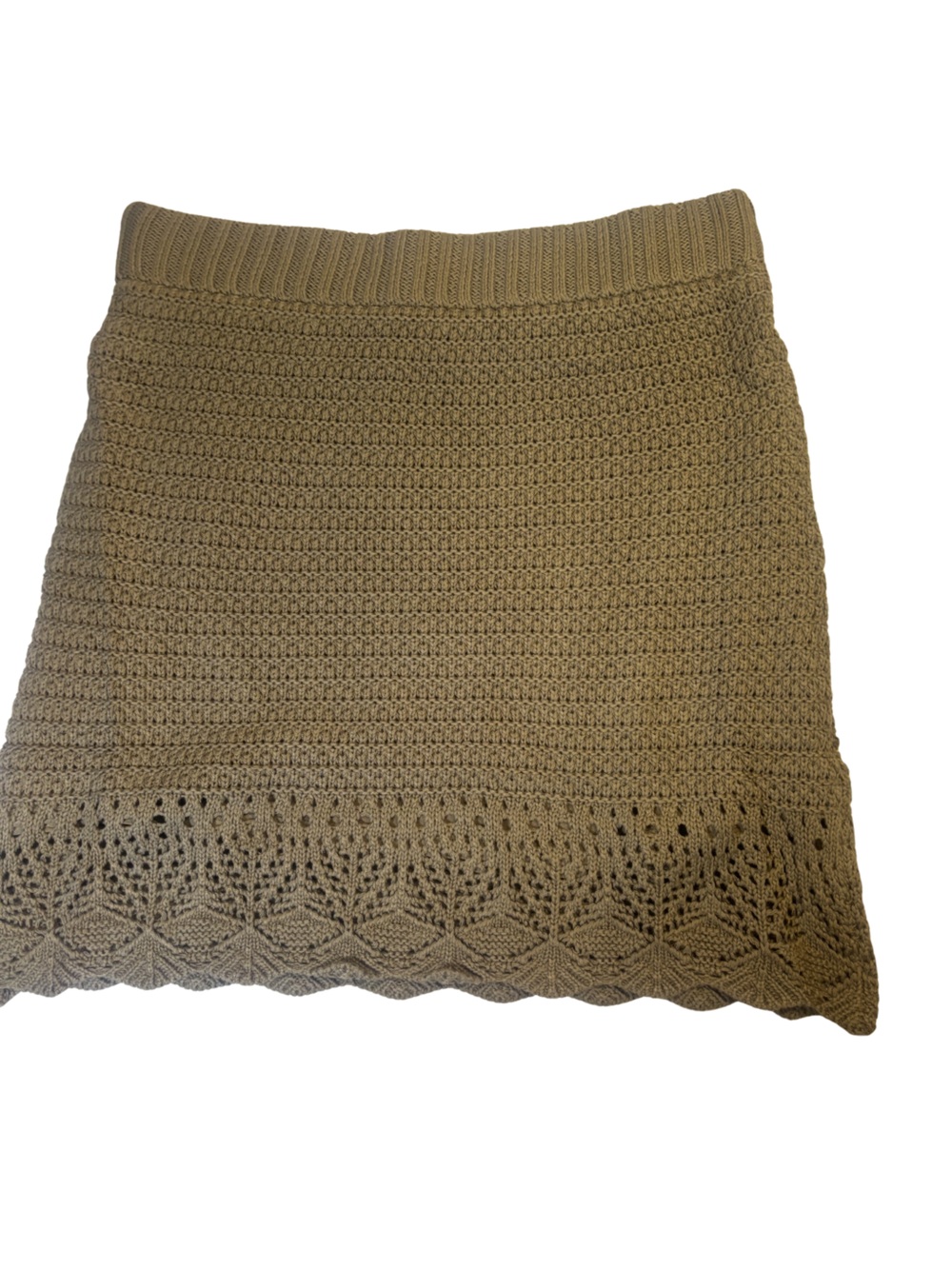 Hem & Thread Olive Green Crochet Boho Cotton Skirt Size Medium NWT